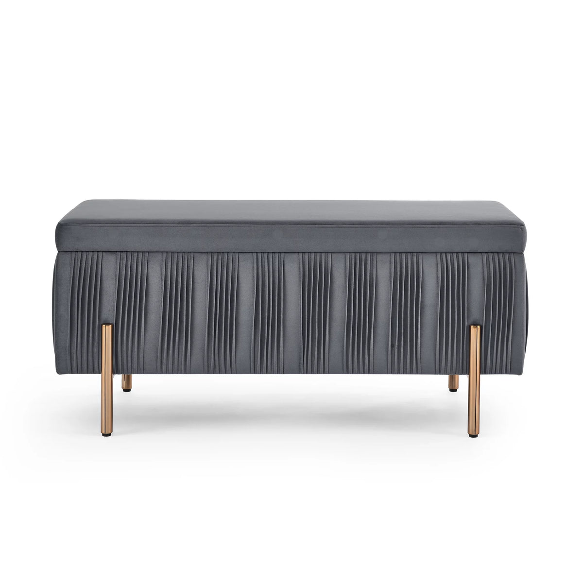 Grey Velvet Upholstered Storage Bench X2427