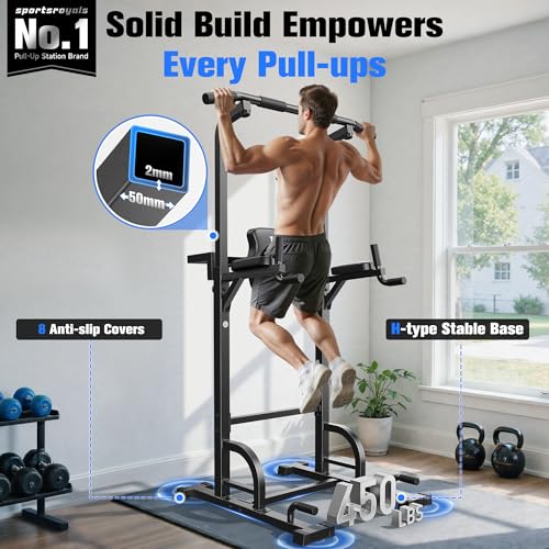 Pull Up Bar Dip Station Power Tower Multi-Function Home Gym Strength Training Fitness Equipment 450LBS J439