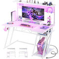 Carbon Fiber Black 47'' Gaming Computer Desk with Shelves and Outlets R41494