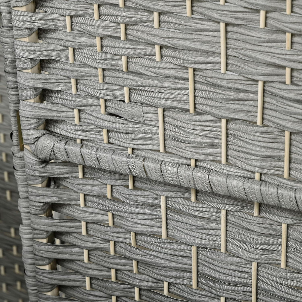 6' Tall Hand-Woven Room Divider in Mixed Gray B849896