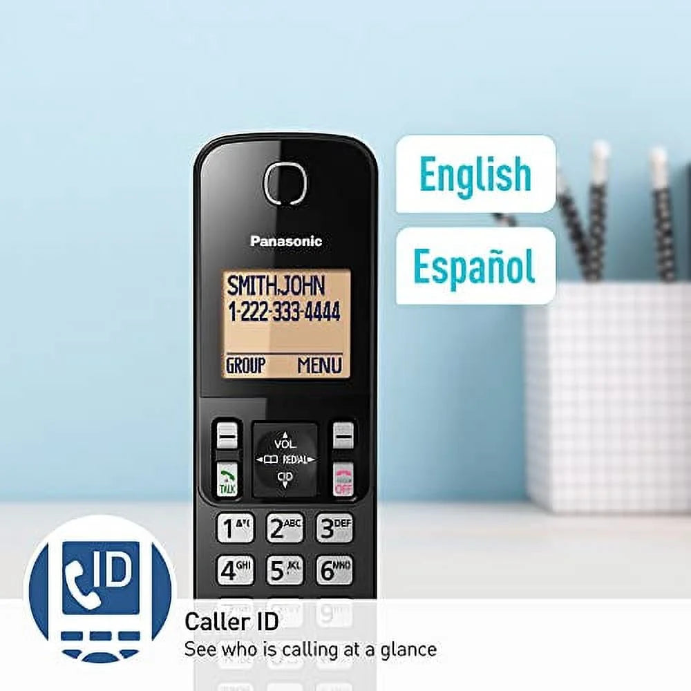 2 Handset Cordless Phone System with Amber Backlit Display (Black) Q634