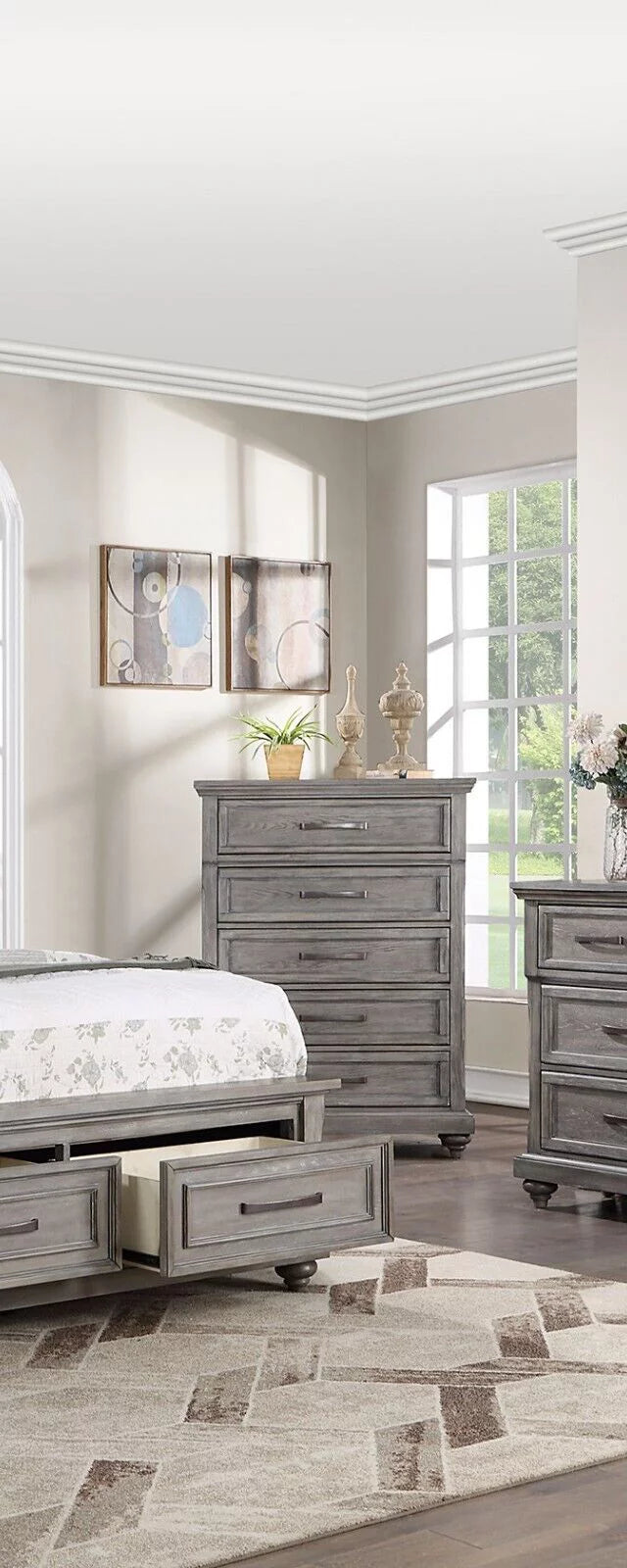 Contemporary Grey 6pc Queen Size Bedroom Furniture Set F543039