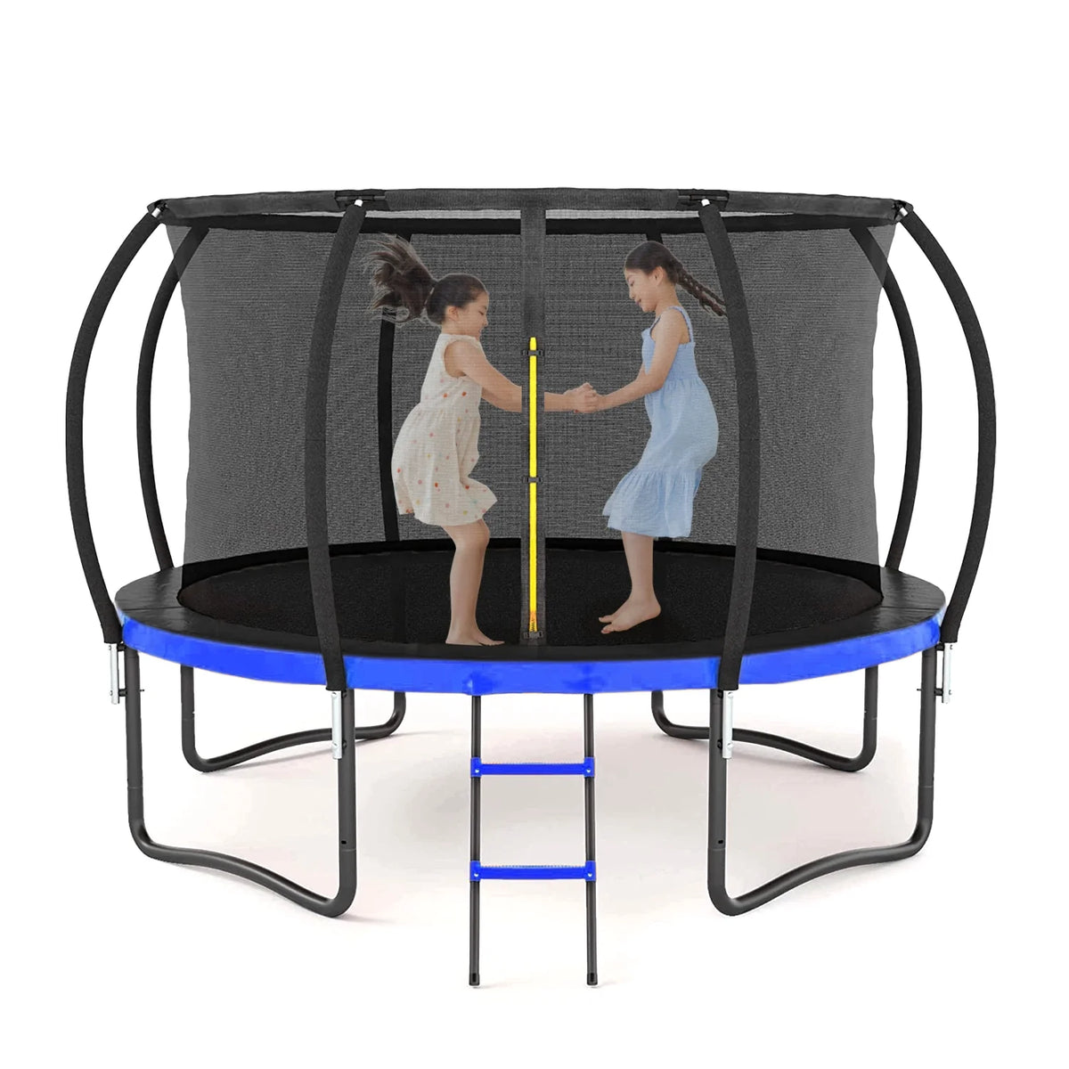 12 FT Outdoor Children's Trampoline with Safety Fence Net, Ladder, PVC Spring Cover Pad I533