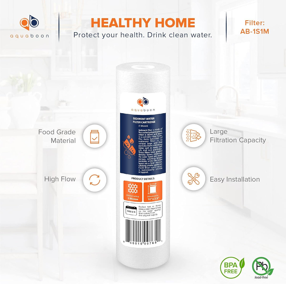 1 Micron 10 Sediment Water Filter Replacement Cartridge V89988