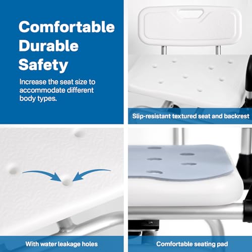 Black Heavy Duty Swivel Shower Chair with Arms Back P1699