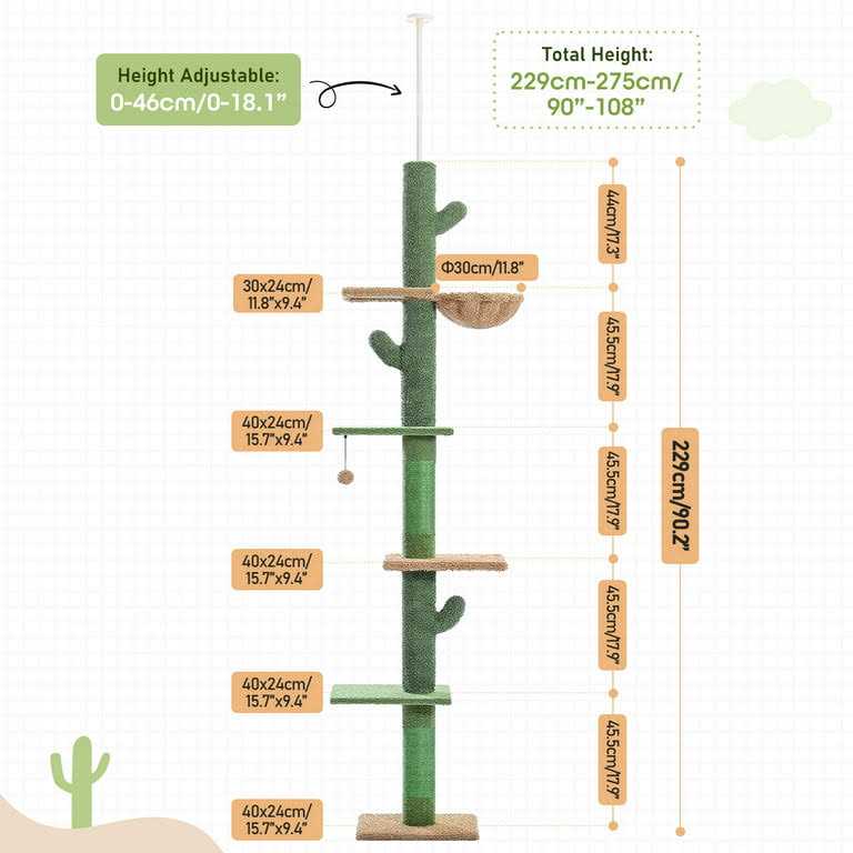 Cactus Cat Tree Floor to Ceiling Cat Tower with Adjustable Height R354664