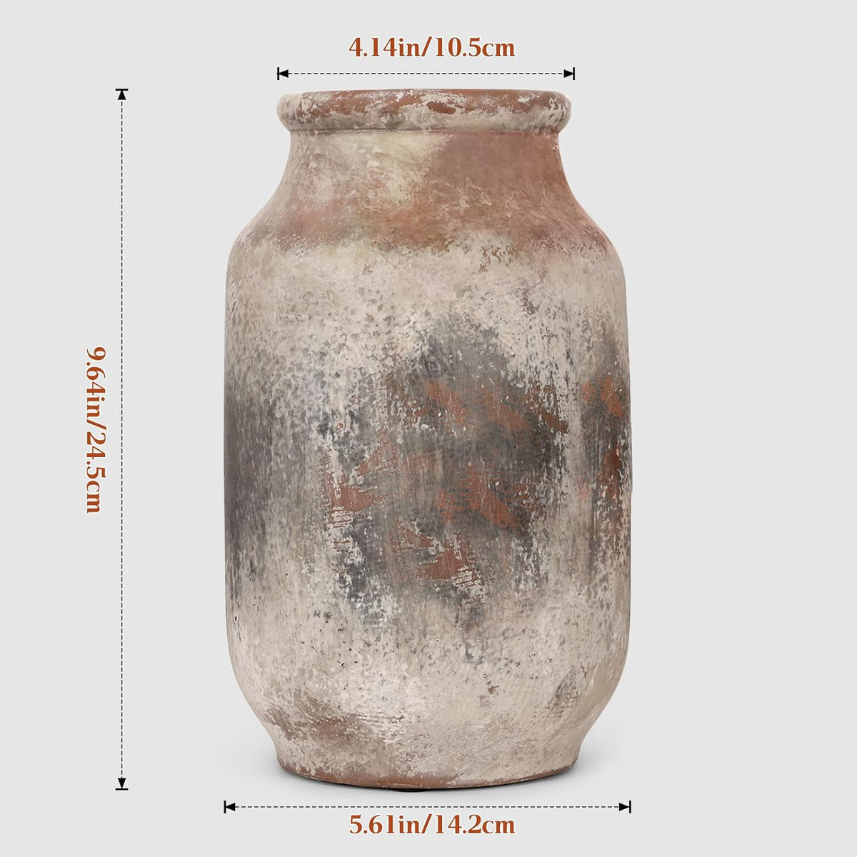 Rustic Ceramic Flower Vase Whitewashed Terracotta Floor Vase C71185