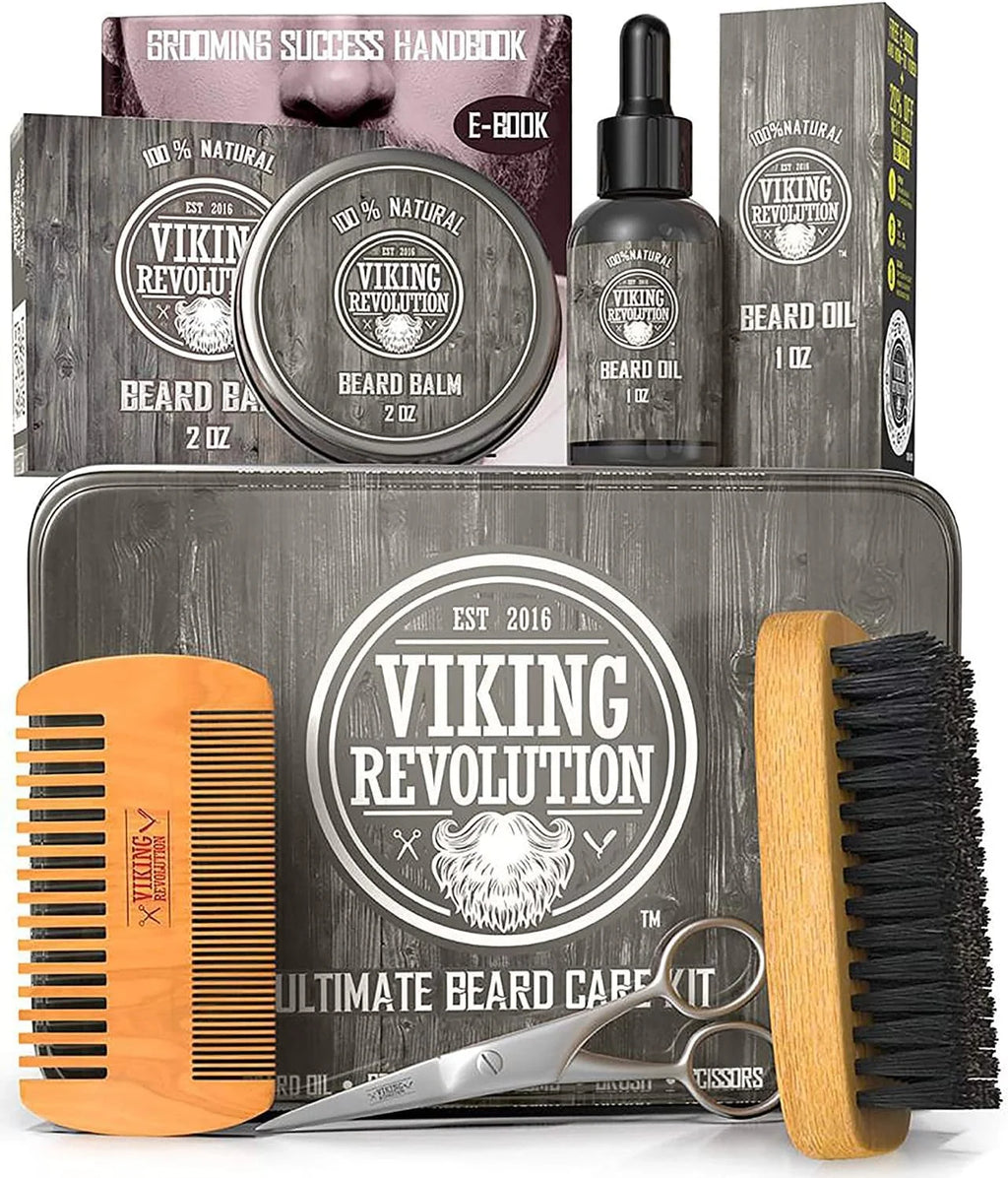 Beard Care Kit with Beard Balm, Beard Oil, Scissors P828938