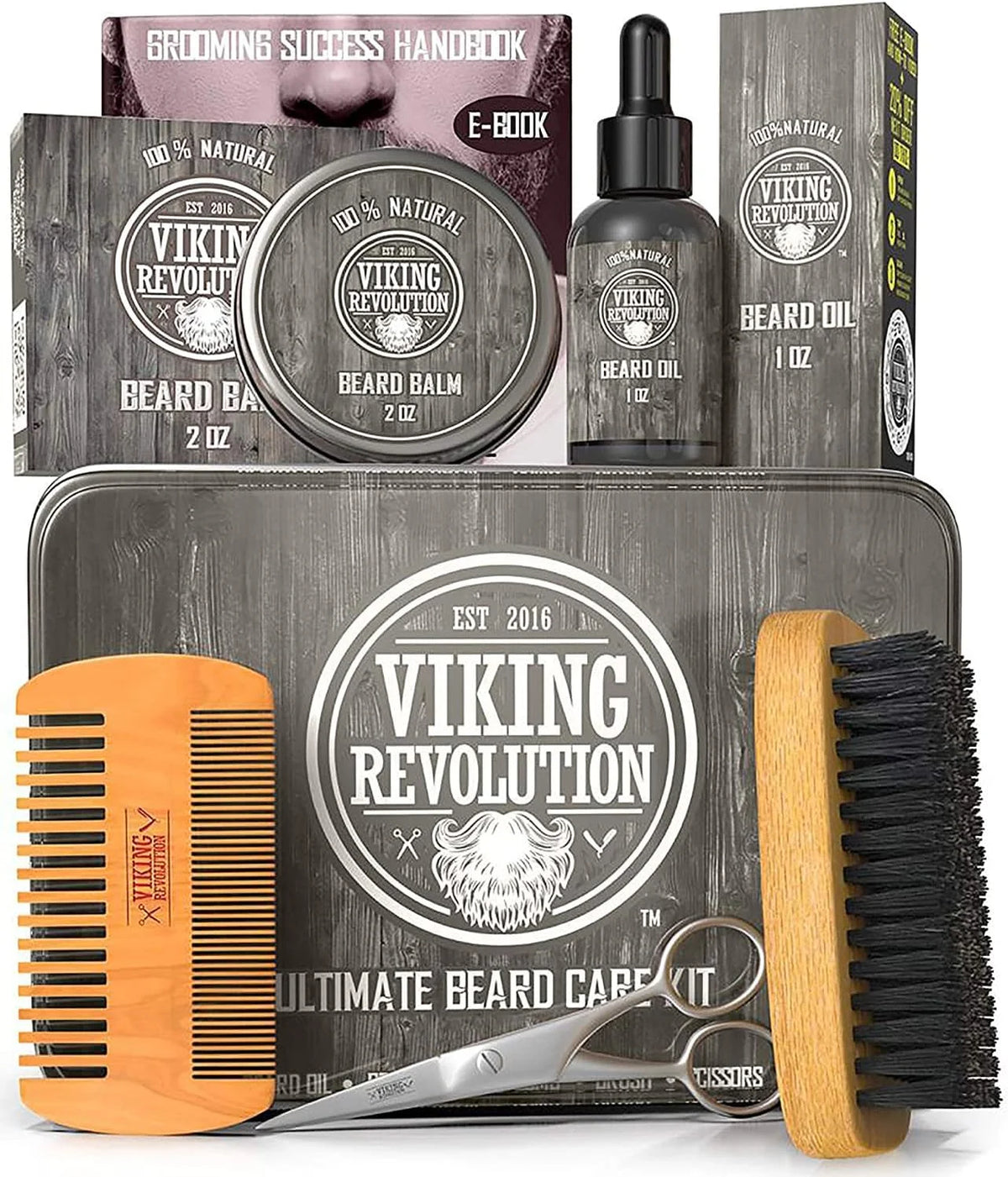 Beard Care Kit with Beard Balm, Beard Oil, Scissors P828938