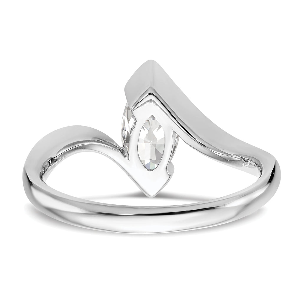 0.25ct CZ Solid 14k White Gold Marquise Bezel Solitaire Engagement Ring Q753859