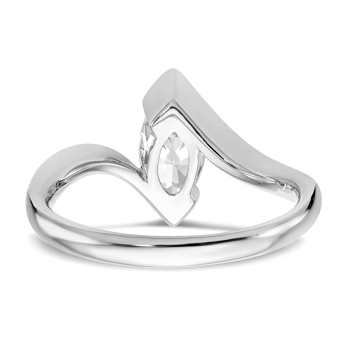 0.25ct CZ Solid 14k White Gold Marquise Bezel Solitaire Engagement Ring Q753859