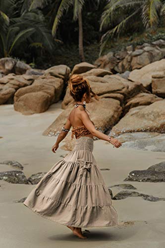 Cotton Maxi Boho Skirt with Pockets B774801