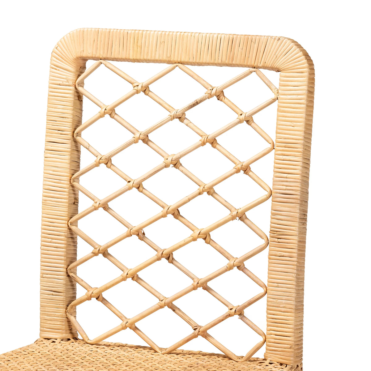 Natural Rattan and Walnut Brown Wood Counter Stool B240775