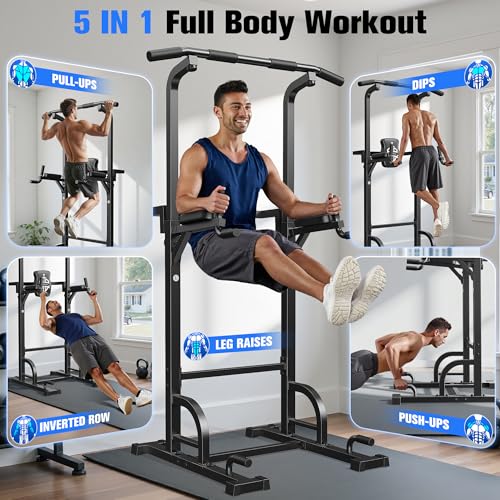 Pull Up Bar Dip Station Power Tower Multi-Function Home Gym Strength Training Fitness Equipment 450LBS J439