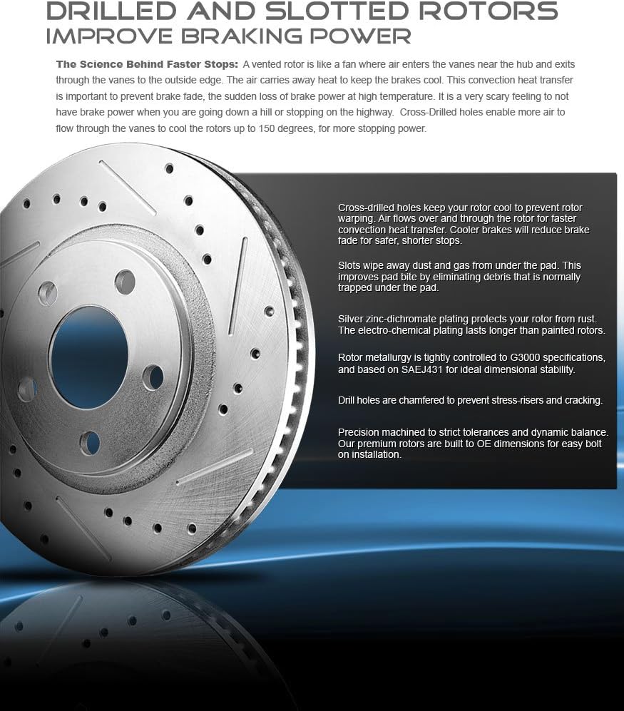 350mm Drilled & Slotted 5 Lug 2 Rotors + Ceramic Pads + Clips H3344