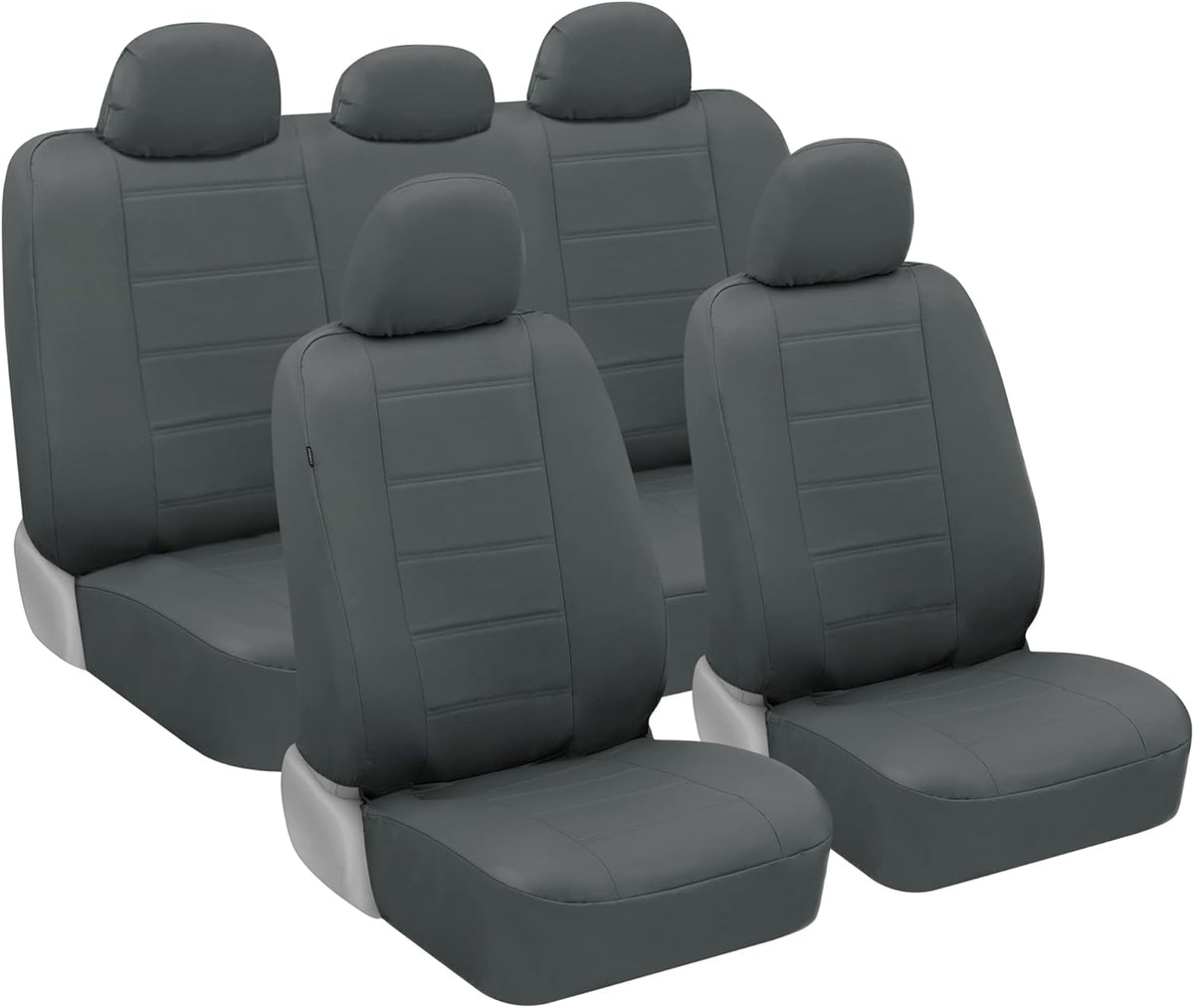 Gray Faux Leather Seat Covers Full Set Pack of 2 T89577