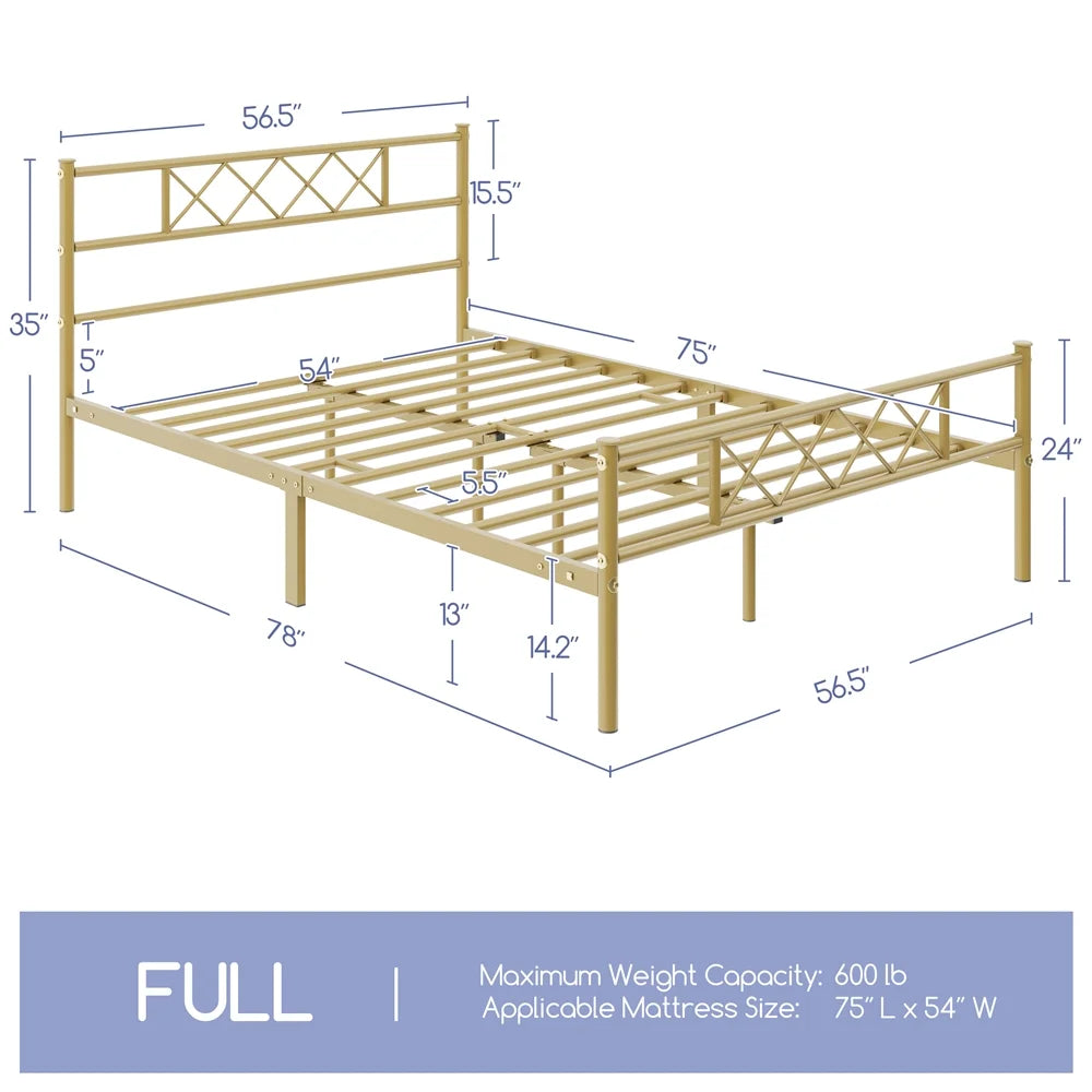 White Twin Metal Bed Frame with Headboard & Footboard C2225