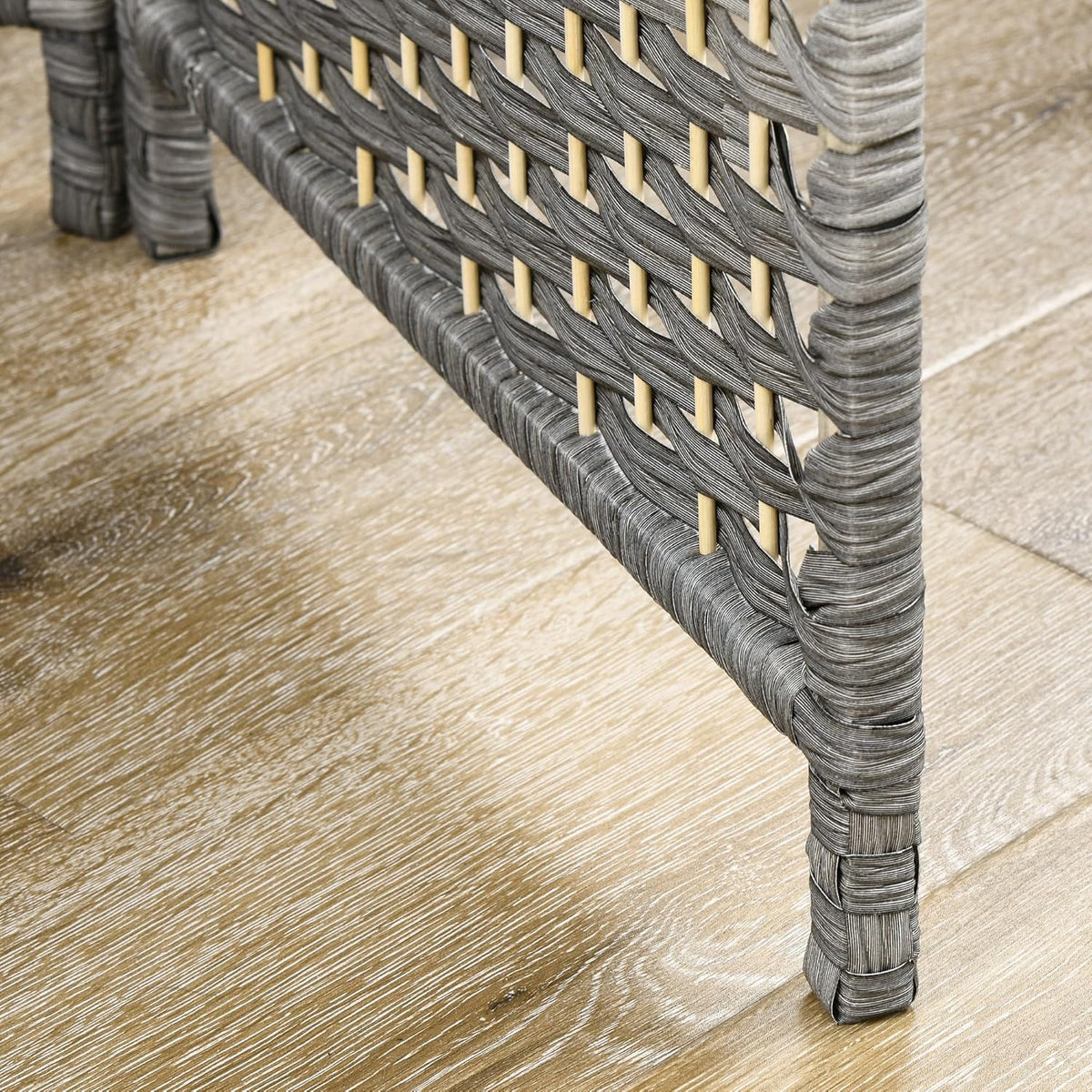 6' Tall Hand-Woven Room Divider in Mixed Gray B849896