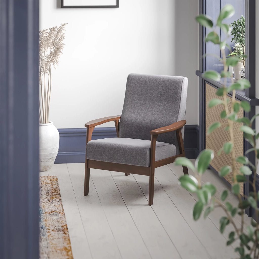 Dark Gray Faux Linen Living Room Chair Z663