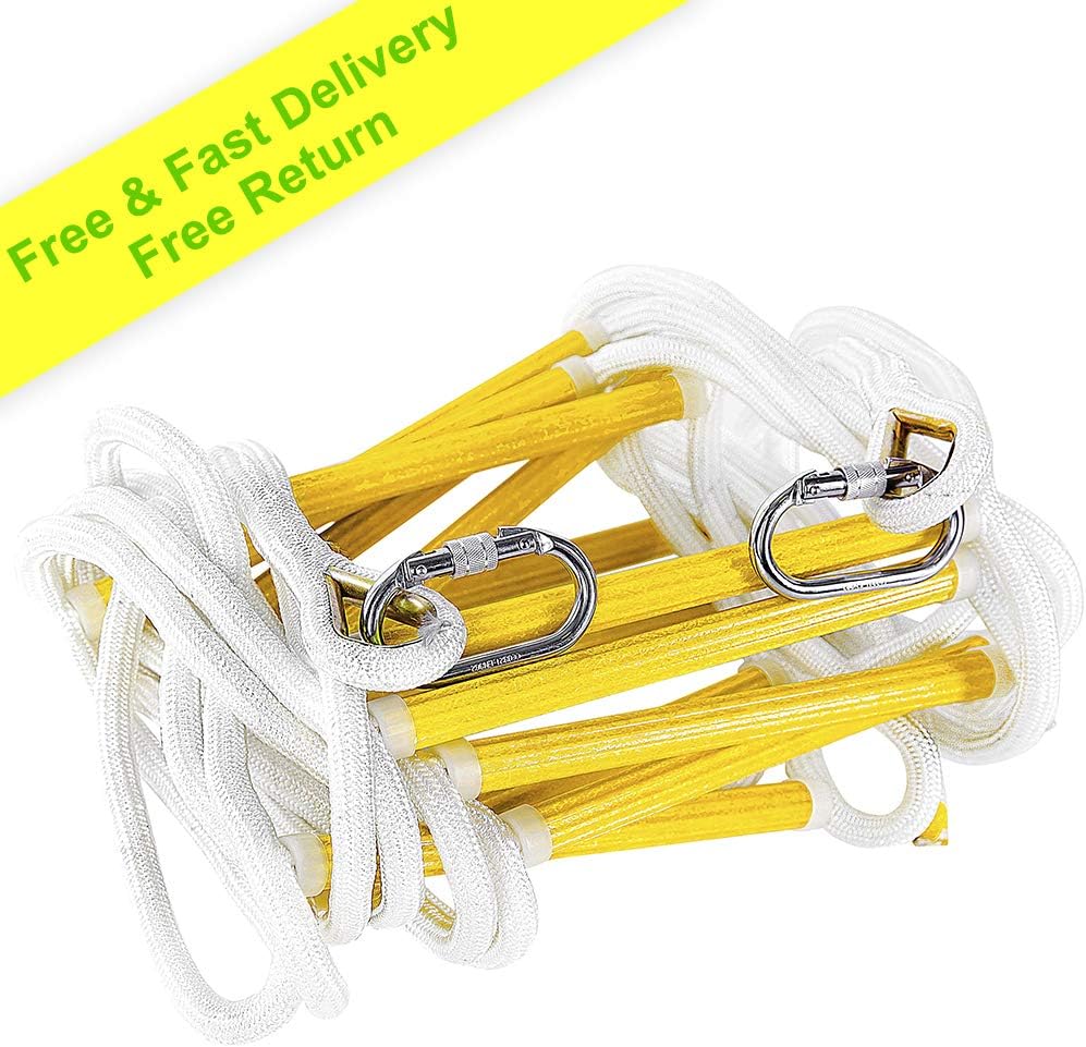 13ft Weather Resistant Fire Escape Ladder with Hooks R103109