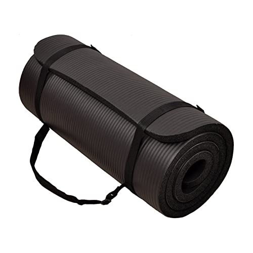 1-Inch Extra Thick High Density Anti-Tear Exercise Yoga Mat with Carrying Strap Y7846