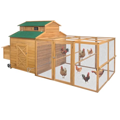 112" Large Wooden Chicken Coop with Chicken Run & Nesting Box T2008
