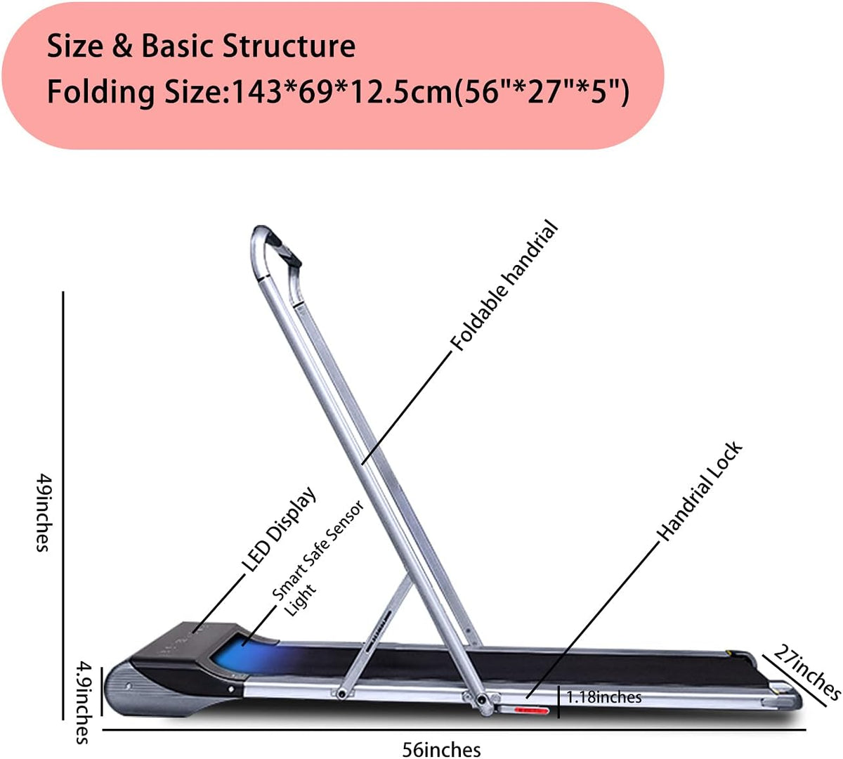 2-in-1 Folding Treadmill with Smart Remote X695