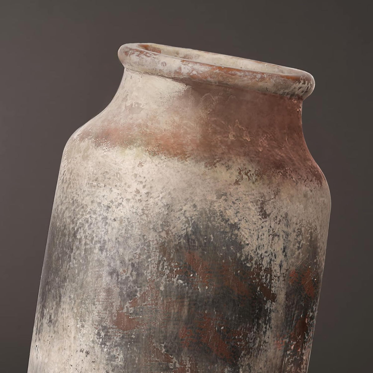 Rustic Ceramic Flower Vase Whitewashed Terracotta Floor Vase C71185
