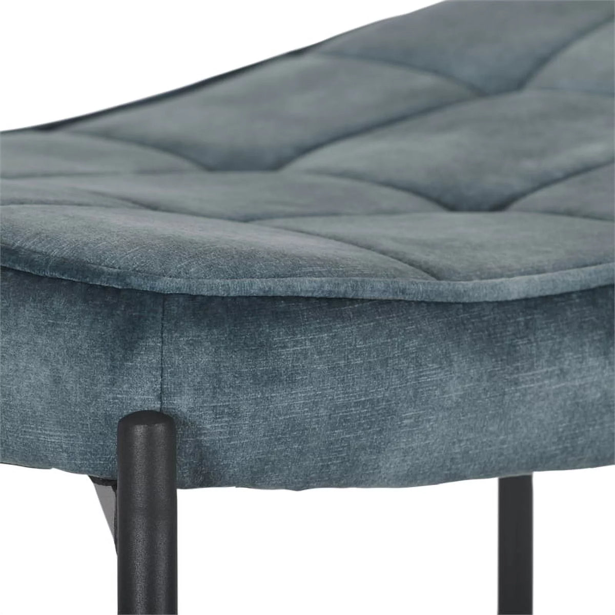 Dark Teal Blue Velvet Wingback Accent Chair with Stool J26940