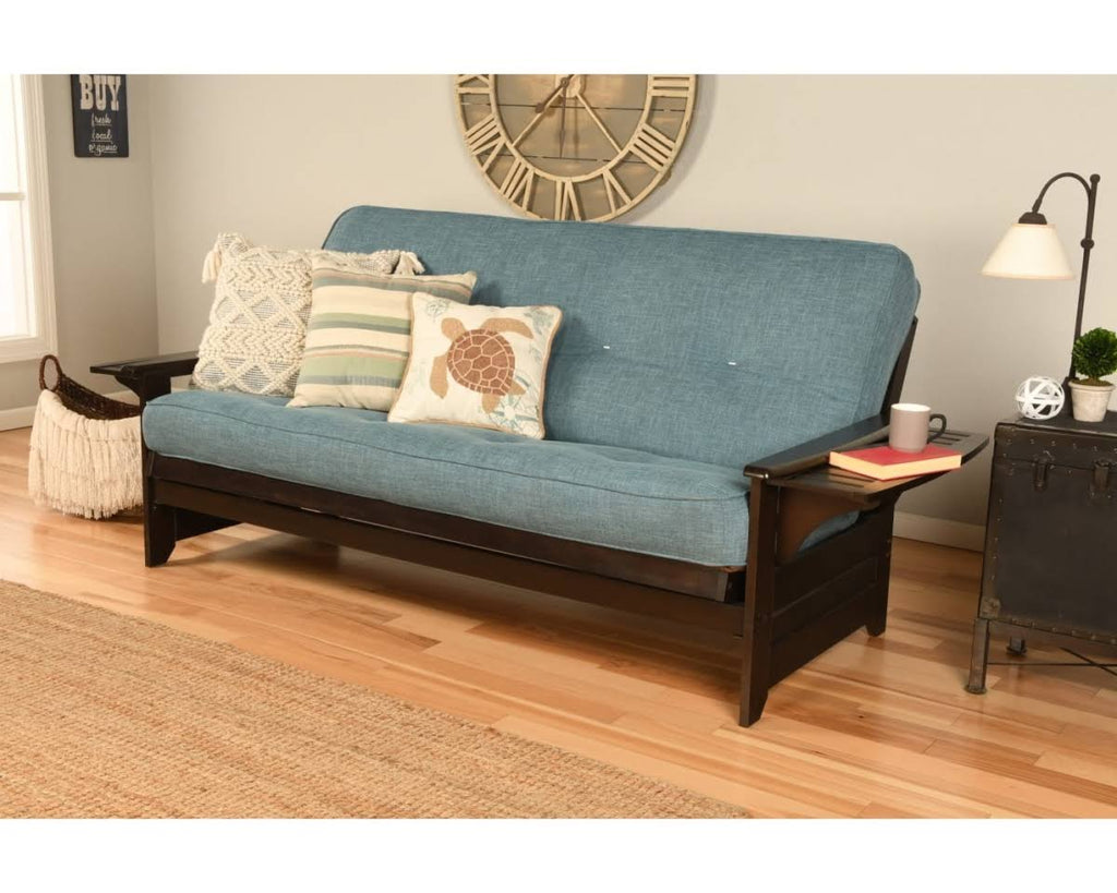 Linen Fabric Mattress in Blue/Espresso J837931