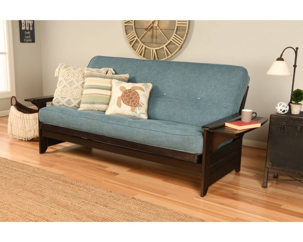 Linen Fabric Mattress in Blue/Espresso J837931