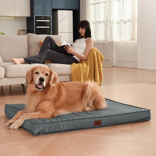 Extra Large Waterproof Egg Crate Foam Dog Bed with Removable Washable Cover R798601