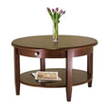 Round Wood Coffee Table with Storage Shelf and Drawer Z444