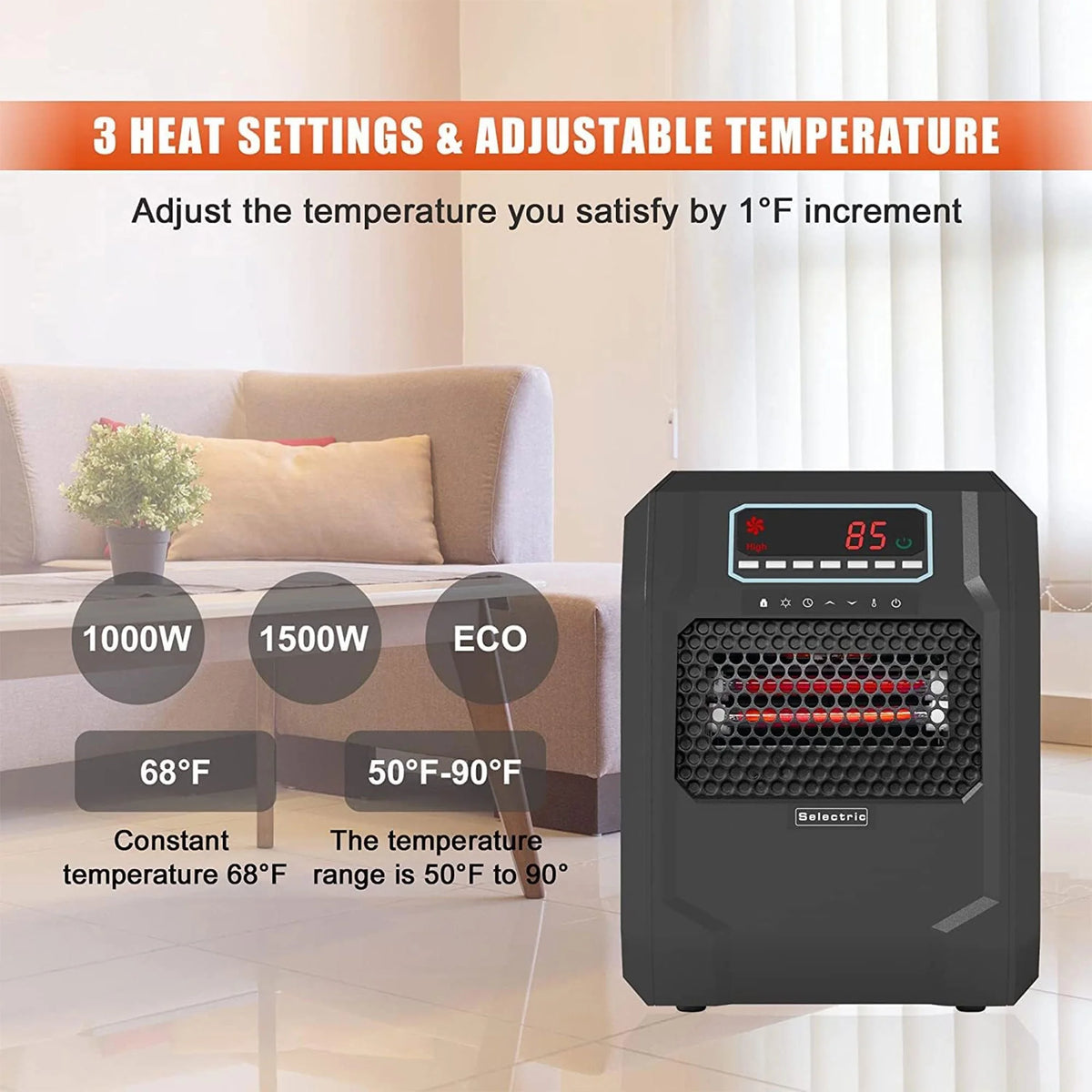 Electric Space Heater with Remote Control (2 Pack) S13610