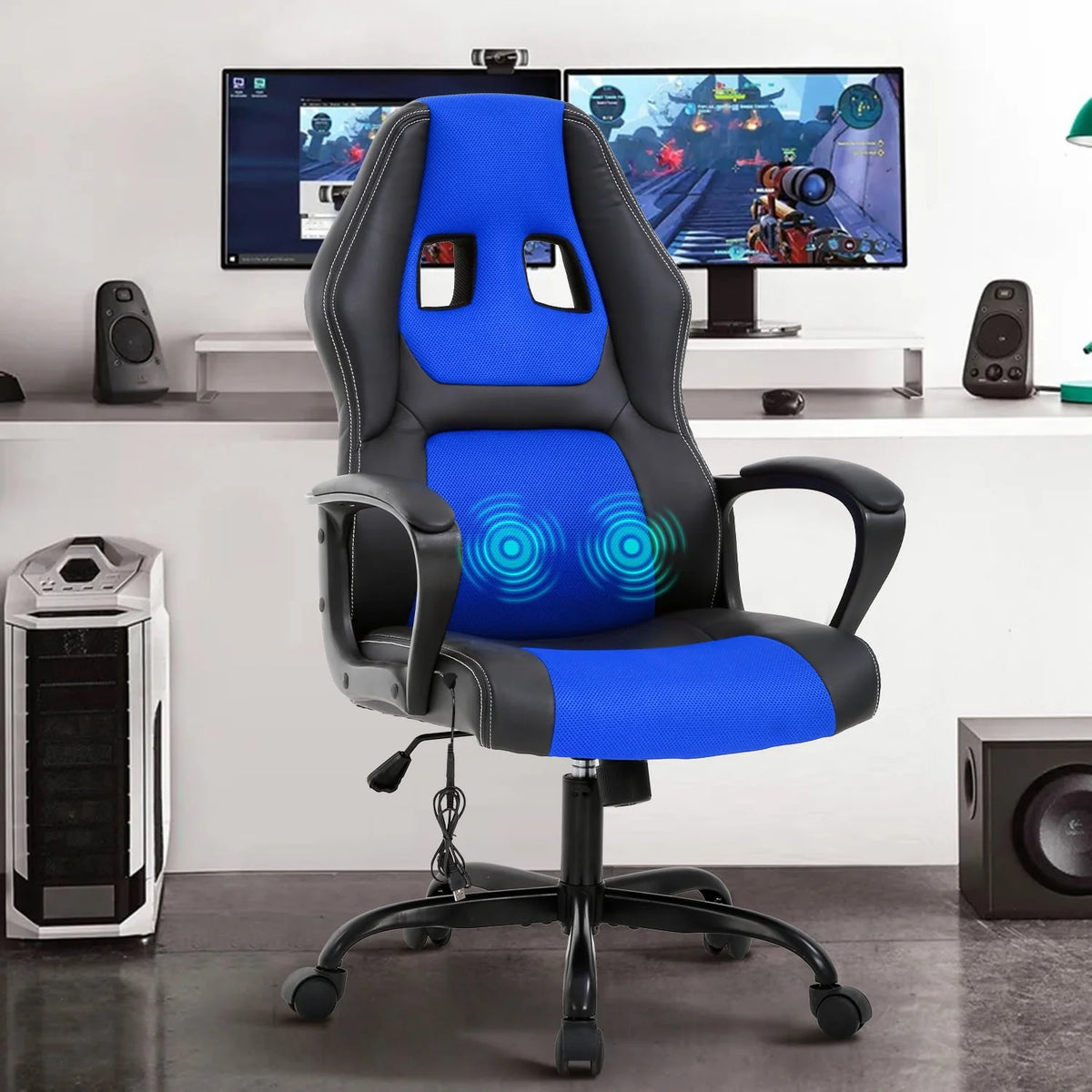 Black Adjustable PU Leather Gaming Chair H2642