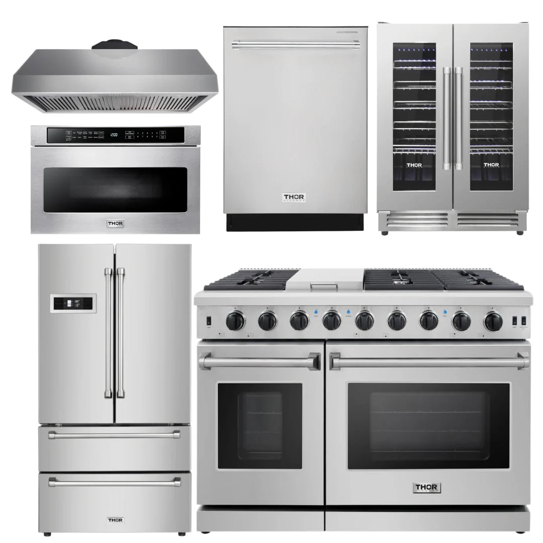 48 Propane Gas Range, Range Hood, Refrigerator, Dishwasher, Wine Cooler, Microwave X22731