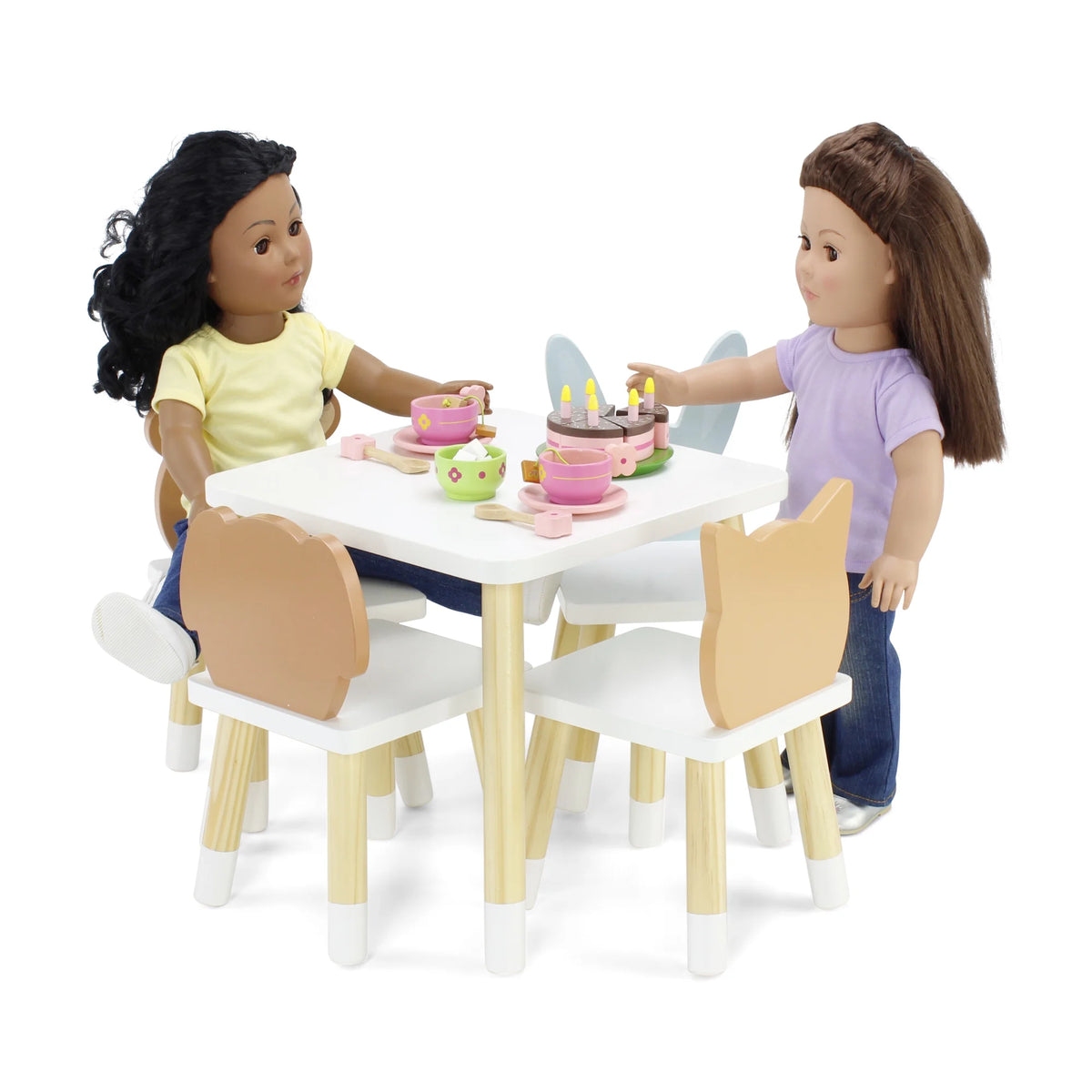 18 Inch Doll Wooden Kitchen Table and 4 Chair Dining Set X347