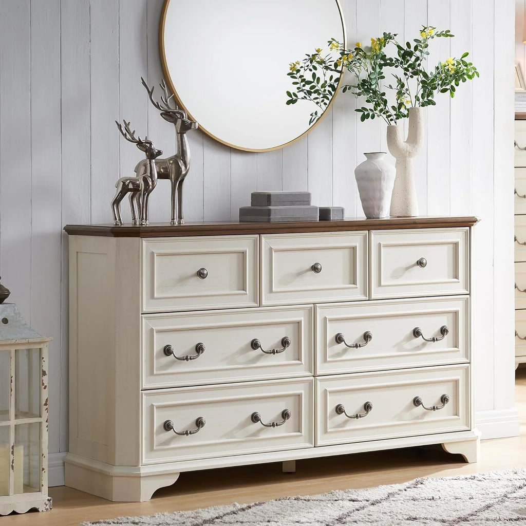 Brown 7 Drawer Wood Dresser D379