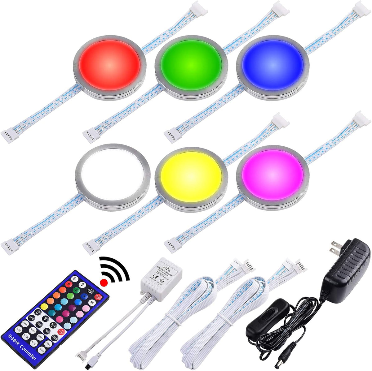 RGBW Under Cabinet LED Lighting Kit, 6 Lights Pack of 2 O2613