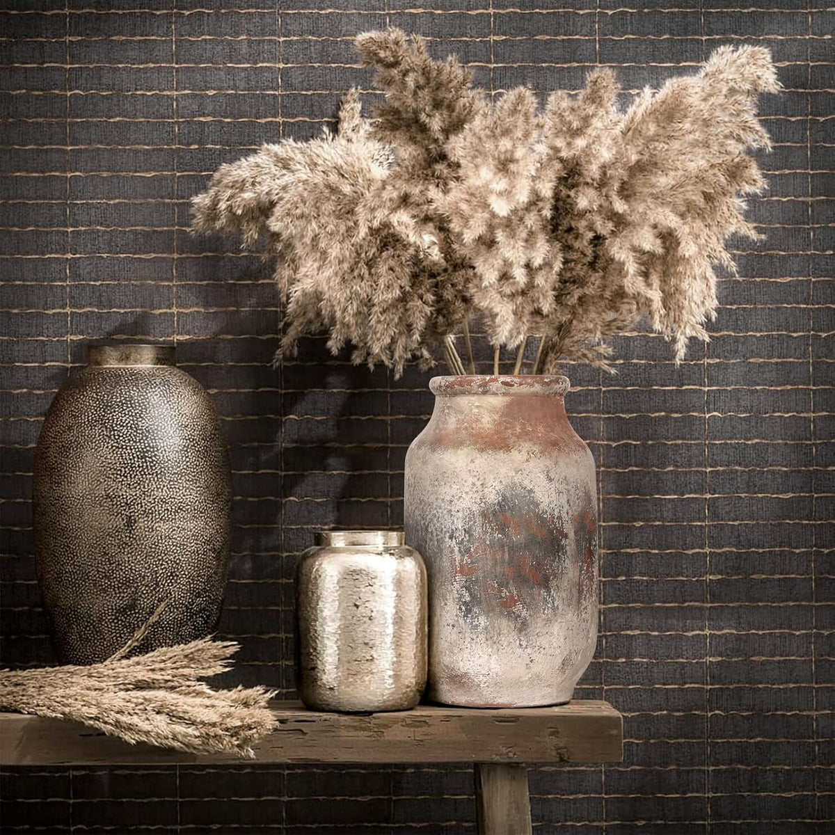 Rustic Ceramic Flower Vase Whitewashed Terracotta Floor Vase C71185