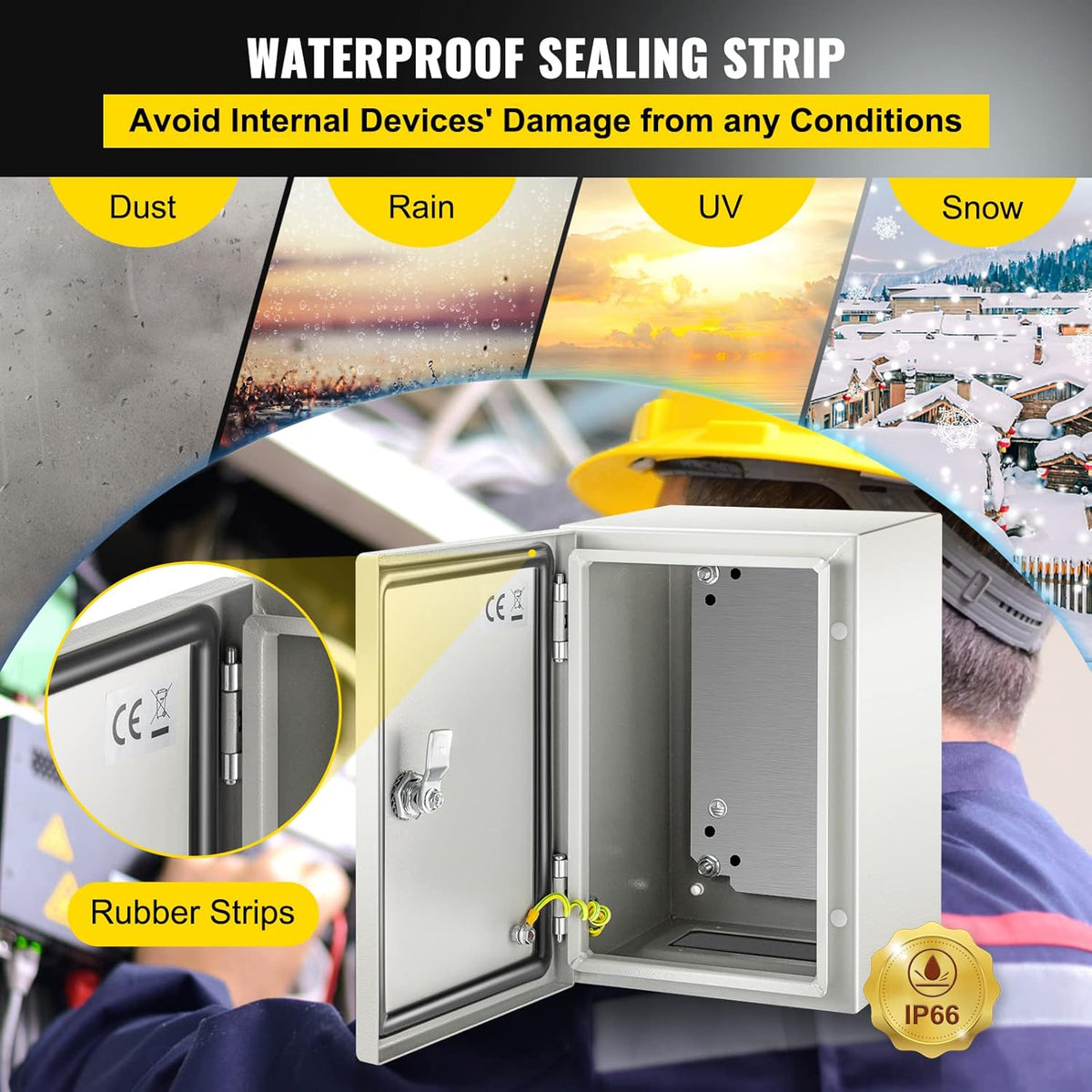NEMA 4X Steel Electrical Enclosure, 12 x 8 x 8'' IP66 Waterproof N477733