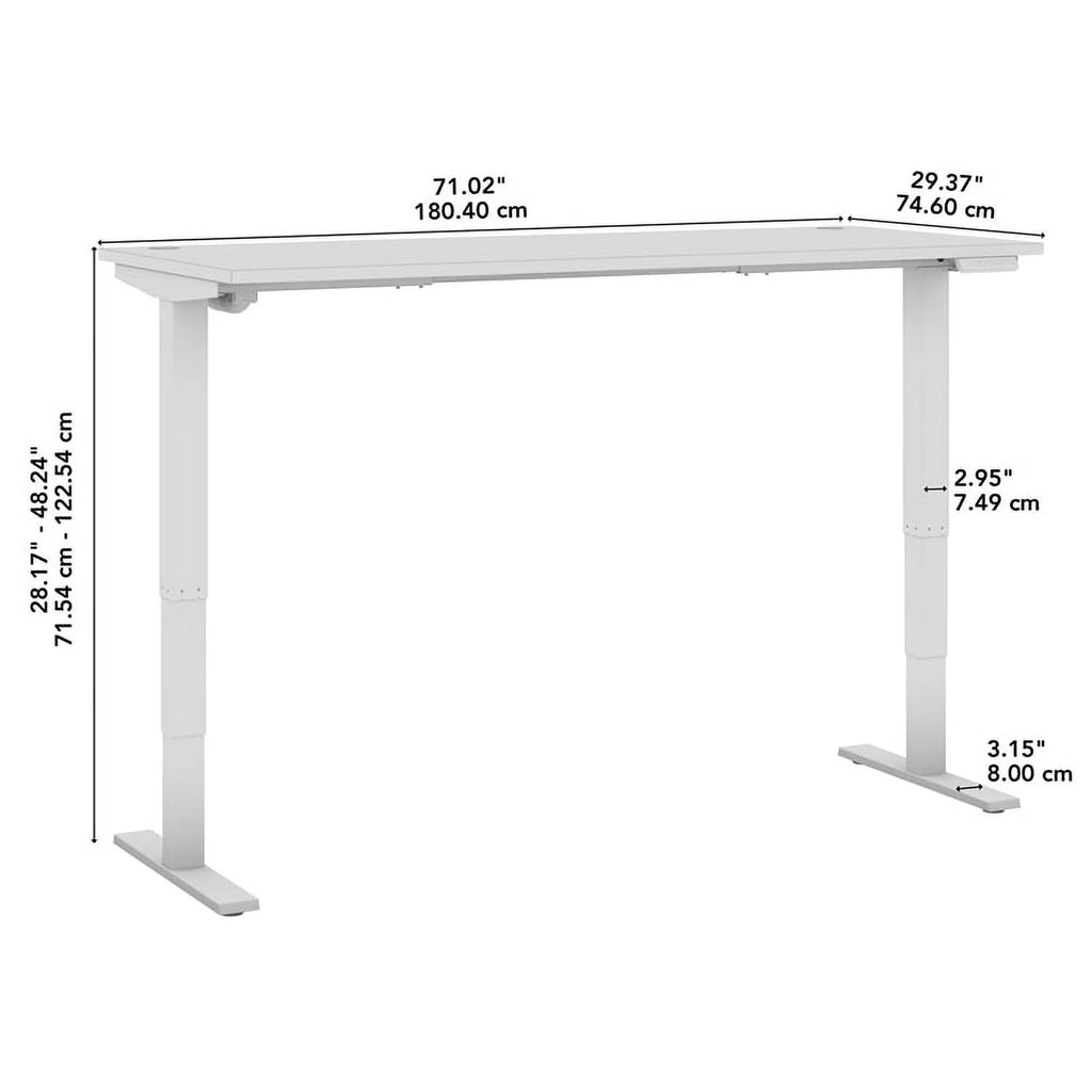 71" Adjustable Standing Desk in Natural Elm/Black L2316