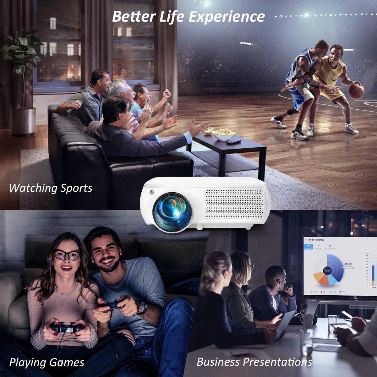 White 1080P LCD Projector X42424