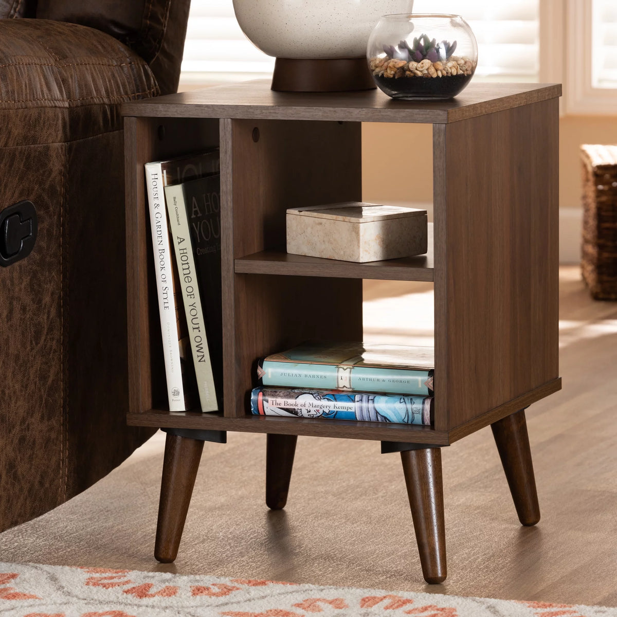 Walnut Finished Wood End Table L187
