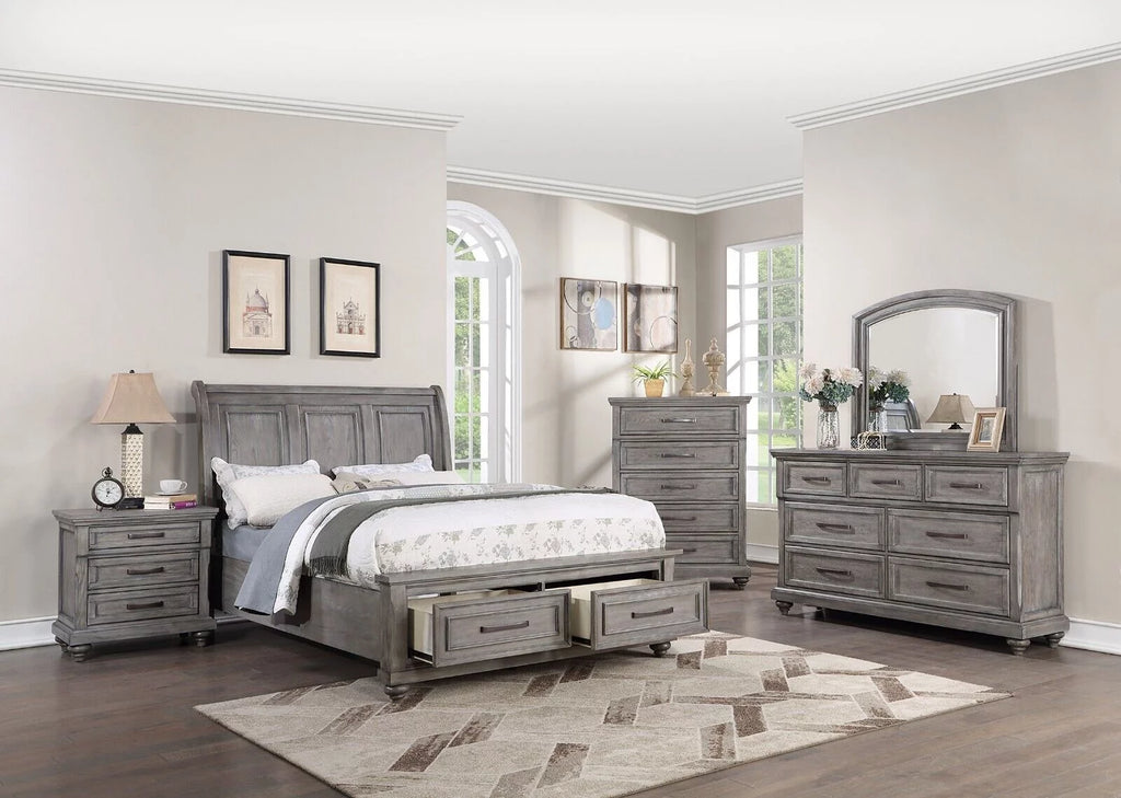 Contemporary Grey 6pc Queen Size Bedroom Furniture Set F543039