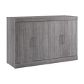 Bark Gray Engineered Wood Full Cabinet Bed with Mattress U54399