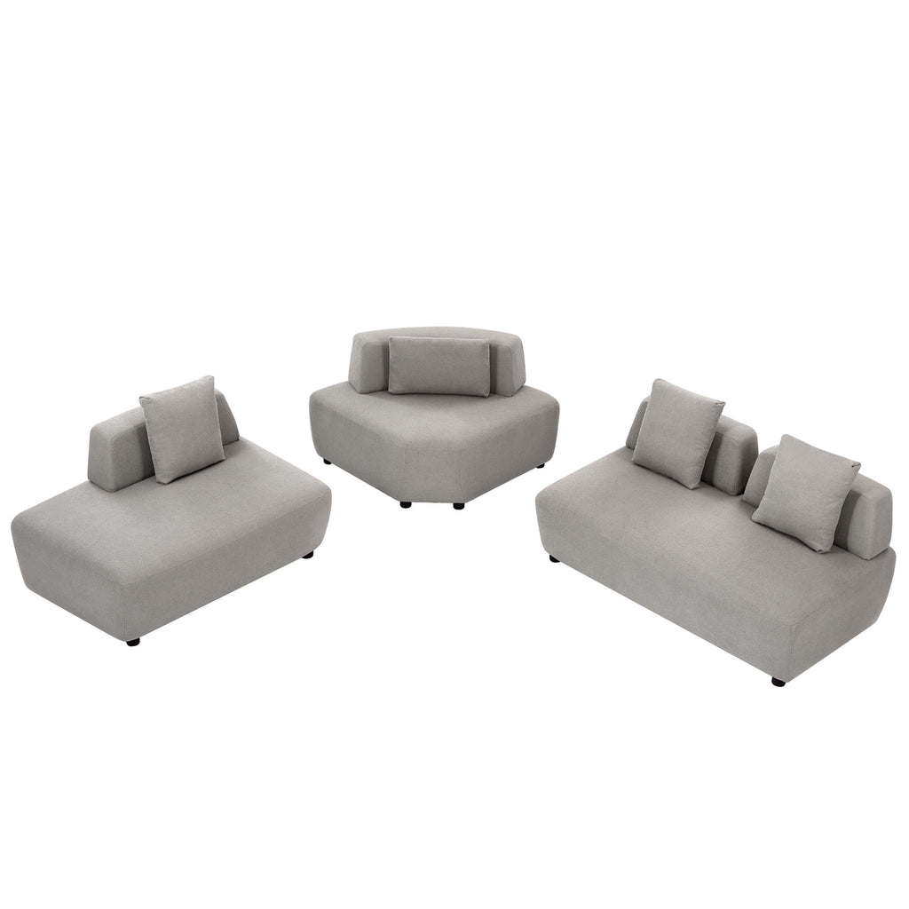 Gray 3-piece Sectional Sofa with 4 Pillows D480517