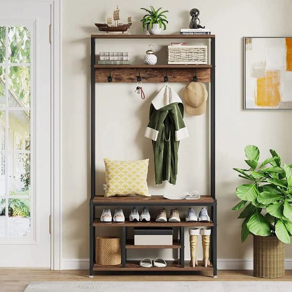 Entryway Hall Tree with Bench and Shoe Storage Z289016