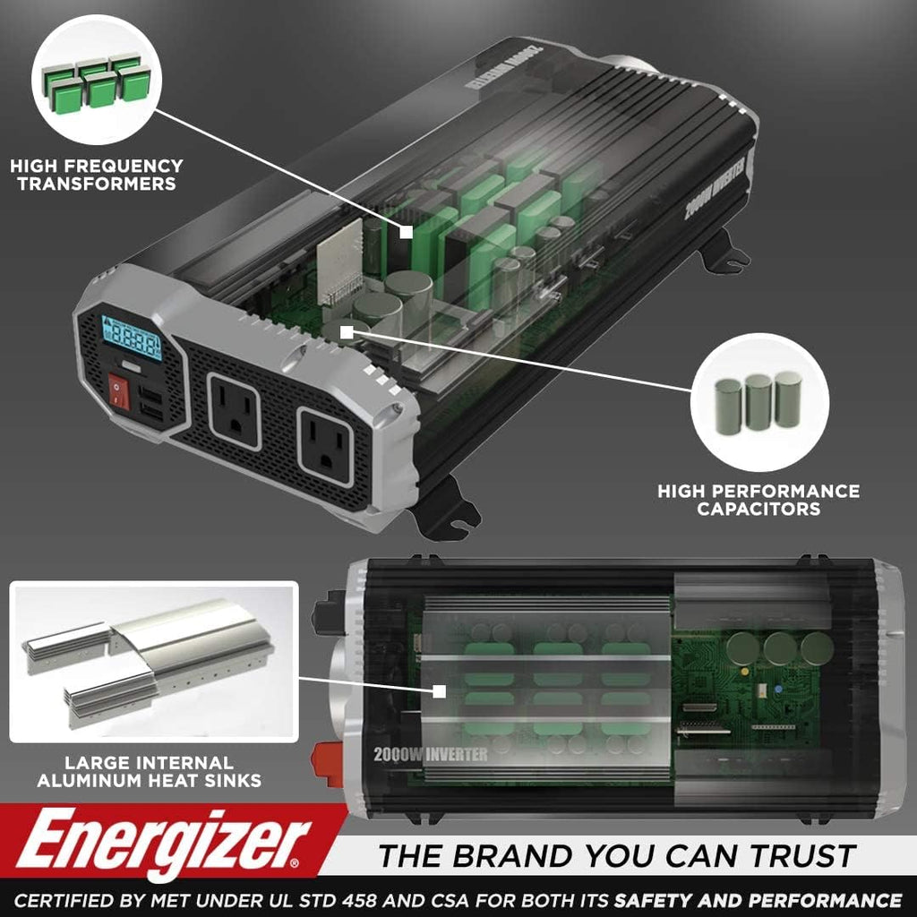 1500 Watts Power Inverter, 12v to 110v, Two AC Outlets, Two USB Ports G7161