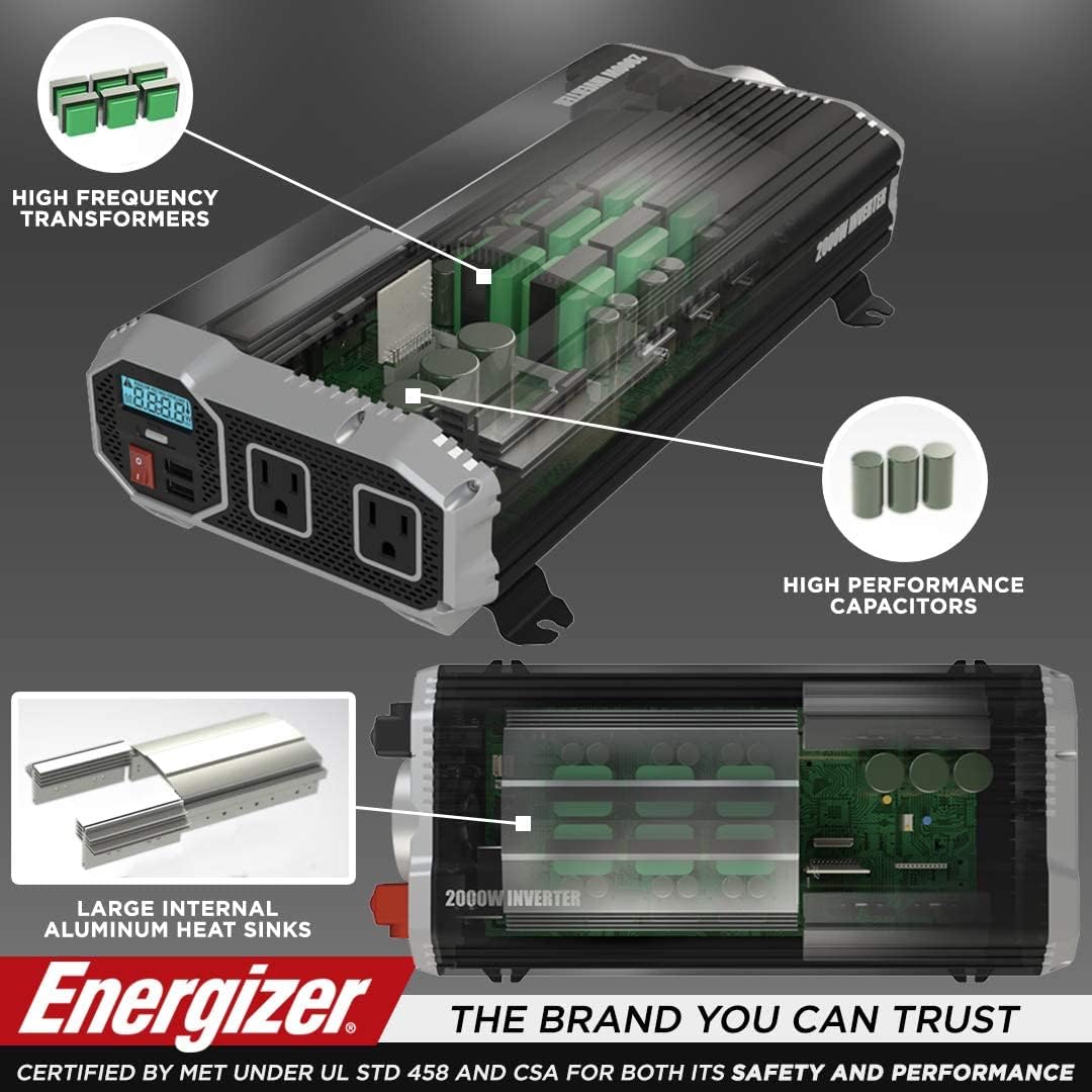 1500 Watts Power Inverter, 12v to 110v, Two AC Outlets, Two USB Ports G7161